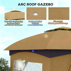 Elegant Design Gazebo,Double Roof Patio Gazebo with Curtains,Church Windows,for Outdoor