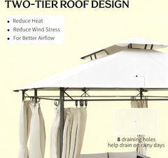 Spacious Double Roof Patio Gazebo,Outdoor Gazebo with Shelves and Netting,for Lawn, Backyard and Deck