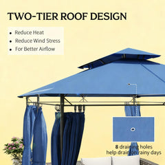 Outdoor Gazebo with Curtains,Double Roof Patio Gazebo,for Garden, Lawn, Backyard and Deck
