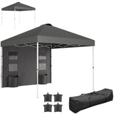 10x 10 ft party tent w/ Sidewall with Height Adjustable Instant Sun Shelter w/ Storage Pockets,Dark Gray
