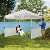 10x 10 ft party tent Pop Up Canopy Tent with 2 Half Sidewalls with Wheeled Carry Bag, White
