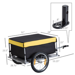 Outdoor Storage Trailer Bicycle Cargo Trailer, Two-Wheel Bike Luggage Wagon Trailer with Removable Cover,