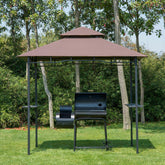 Grill Gazebo with Double Roof, Outdoor BBQ Canopy