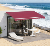 Retractable Awning, Patio Awnings, Sunshade Shelter w/ Manual Crank Handle