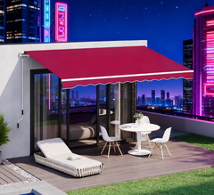 Retractable Awning, Patio Awnings, Sunshade Shelter w/ Manual Crank Handle