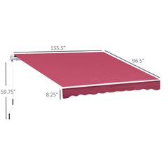 Retractable Awning, Patio Awnings, Sunshade Shelter w/ Manual Crank Handle