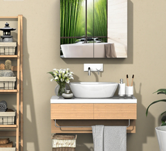 Bathroom Mirrored Cabinet, Steel Frame Medicine Cabinet, Wall-Mounted Storage Organizer