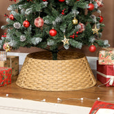 2.25 ft Rustic Christmas Tree Skirt, Plastic Woven Christmas Tree Collar, Natural