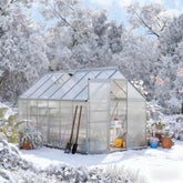 Silver Walk-in Heavy Duty greenhouse 12.3' W x 6.2' D x 6.5' H Greenhouse with Aluminum Frame for Winter