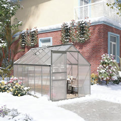 Silver Walk-in Heavy Duty greenhouse 12.3' W x 6.2' D x 6.5' H Greenhouse with Aluminum Frame for Winter