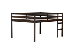 Full Rubber Wood Loft Bed with Ladder,Espresso