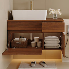 31.5 Inches Floating Single Small Bathroom Vanity with Sink