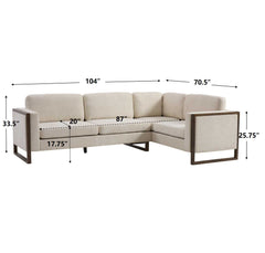 Otis 104 in. Square Arm 2-piece L Shaped Sectional Chenille Sofa,Living Rooms,Bedrooms,Apartment Office