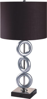 ONE PAIR OF 29"H SILVER 3-RING WITH OUTLET TABLE LAMP (2PC/CTN)