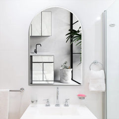 20x30 Inch Silver Metal Framed Arched Bathrrom Mirror for Wall.(W2203134107)