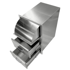 Stainless Steel Kitchen Cabinet with 3 Drawers & Paper Towel Holder, 17Wx30Hx21D, Durable Storage Organizer for Countertop or Under-Cabinet Use