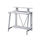 Antique White and Black Writing Desk with Upper Shelf