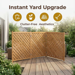 3-Panel Outdoor Air Conditioner Fence Screen, Outside Wood Privacy Fence, 32" W x 38" H