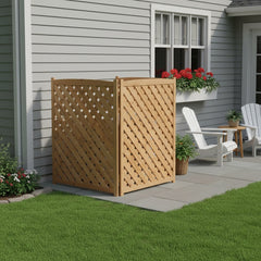 3-Panel Outdoor Air Conditioner Fence Screen, Outside Wood Privacy Fence, 32" W x 38" H