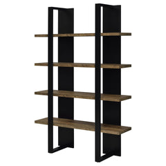 Mystrene Black and Walnut 4-Shelf Bookcase