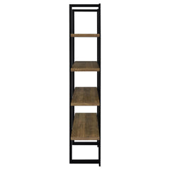 Mystrene Black and Walnut 4-Shelf Bookcase