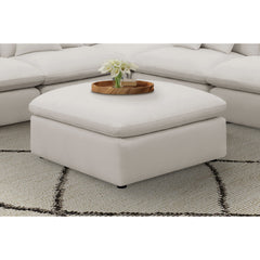 Hobson Ivory Square Upholstered Ottoman