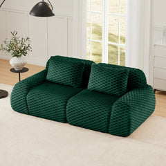 82" Modern Modular Sectional Sofa for Living Room,Flannelette Fabric,highly textured,Oversized 2-Seater Couch,Deep Seat,Deep Seat,Boneless sofa,Buckle connection,Anti-slip Design,No Assembly,Green