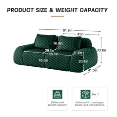 82" Modern Modular Sectional Sofa for Living Room,Flannelette Fabric,highly textured,Oversized 2-Seater Couch,Deep Seat,Deep Seat,Boneless sofa,Buckle connection,Anti-slip Design,No Assembly,Green