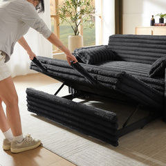 Black Corduroy Sofa Bed with Pull Out Bed