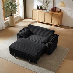Black Corduroy Sofa Bed with Pull Out Bed