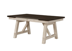 Cottage Style 1pc Extendable Dining Table Chalk Gray Tow Tone Finish Dining Room Wooden Furniture Two Self-storing Refectory Leaves Trestle Legs