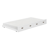White Finish Trundle with Casters Movement Bedroom Furniture 1pc