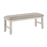 Modern Farmhouse Dining Bench Antique White Finish Upholstered Seat Wooden Furniture 1pc