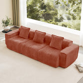 Streamlined Design Deep Seat Modular 3 Seat Boneless Sofa with French Edge Piping,No Assembly Required, Modern Modular 3-Seat Sofa Couch with Throw Pillows,Velvet Fabric Red