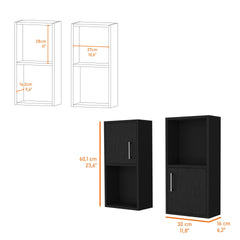 FM FURNITURE Dixie 2 bathroom medicine cabinets with storage with open shelf, Black