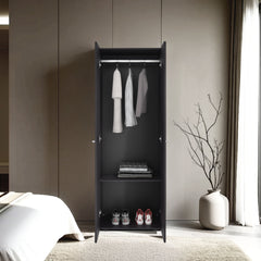 FM FURNITURE Basin 2-Door Tall Wardrobe Cabinet 66.9 inchH, Bedroom, Wenge