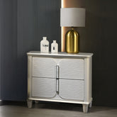 Pearl White Finish Luxury Glam Nightstand of 2-Drawers Wooden Bedroom Furniture 1pc