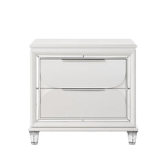 Glamorous Pearl White Finish Nightstand with Drawers Storage Durable Acrylic Legs Wooden Modern Bedroom Furniture 1pc