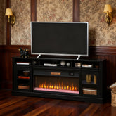 TV Console with Electric Fireplace, Open Storage and Side Cabinets