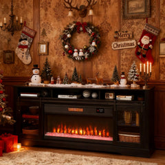TV Console with Electric Fireplace, Open Storage and Side Cabinets