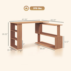 L Shaped Corner Computer Desk,360° Rotating Home Office Desk