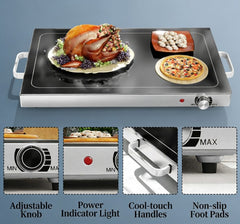 Electric Warming Tray with Cool-Touch Handles,Food Warmer with Adjustable Temperature