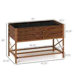 Gardening Bed,Metal Planter Box,Galvanized Raised Garden Bed,with Legs,Storage Shelf and Bed Liner