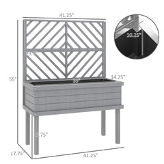Spacious Raised Garden Bed,Elevated Wood Planter with Trellis for Climbing Plants,with Legs and Drainage Holes