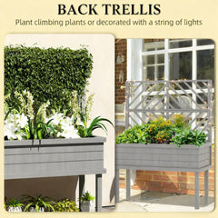 Spacious Raised Garden Bed,Elevated Wood Planter with Trellis for Climbing Plants,with Legs and Drainage Holes