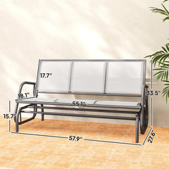 Porch Glider Swing with 3 Seats,3-Person Outdoor Patio Glider Bench,Breathable Mesh Fabric, Metal Frame