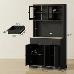 71" Tall Freestanding Kitchen Cabinet Black