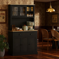 71" Tall Freestanding Kitchen Cabinet Black