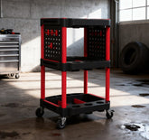 Capacity Plastic Utility Cart,3-Tier Rolling Tool Cart with Side Shelves for Garage, Workshop