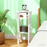 2-Tier Side Tables Set End Tables with Drawer and Shelf